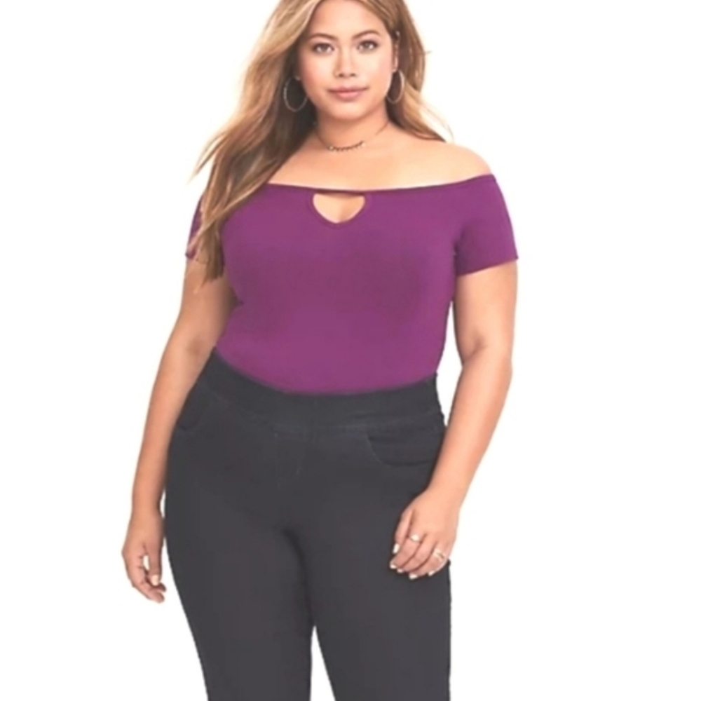 Torrid Foxy Berry Cut Out Off Shoulder Tee